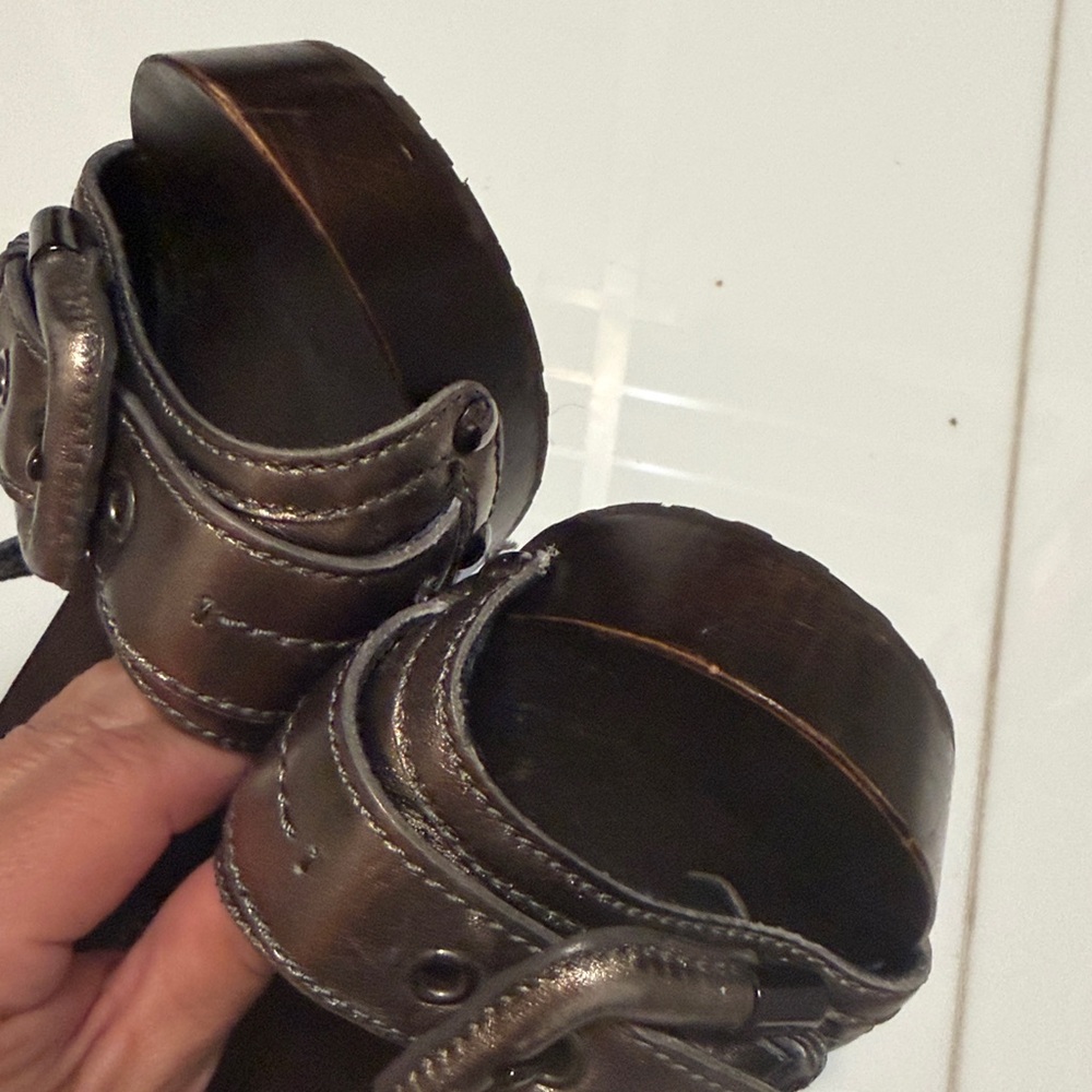 Burberry Women's Wooden Platform Sandals heels Metallic Metal logo 37 - Picture 7 of 8